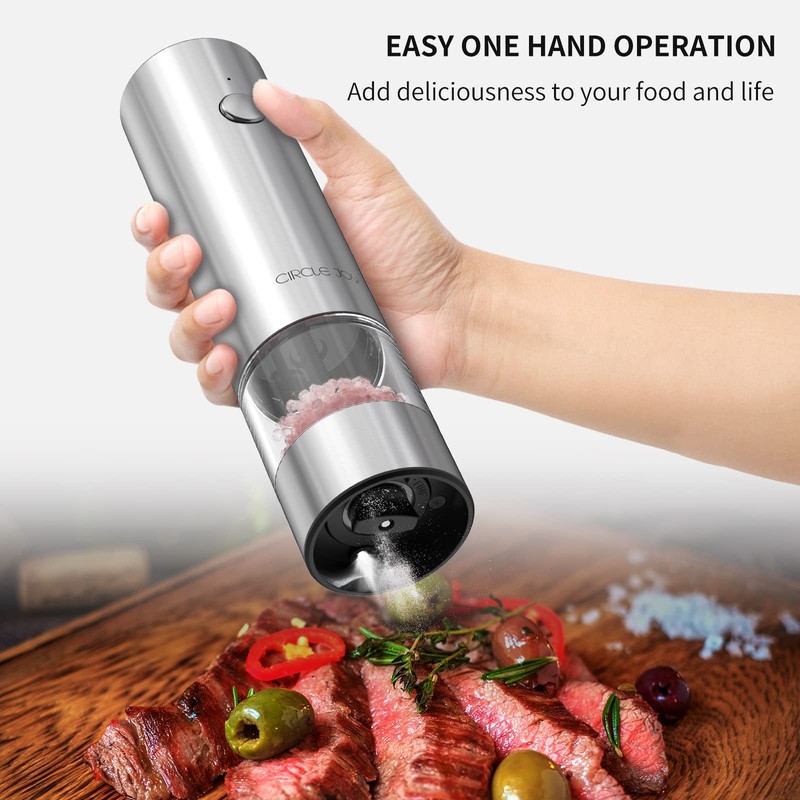 CIRCLE JOY Electric Salt and Pepper Grinder Set Stainless Steel