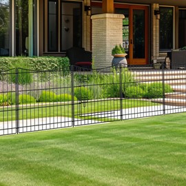 INJOPEXI Garden Fence 12 Panels 23.6ft(L)×24in(H) Decorative Garden Fences with 11 Panels + 1 Gate, Rustproof Metal Wire Temporary No Dig Rabbit Animal Barrier Fencing Dog Fence for Yard Patio Outdoor