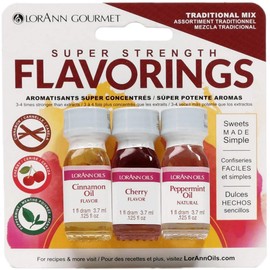 Lorann Oils Super Strength Cinnamon, Cherry & Peppermint Flavors, 0.125 fl oz