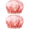 LOZTBUE Pack of 2 Pink Waterproof Shower Cap, Reusable Shower