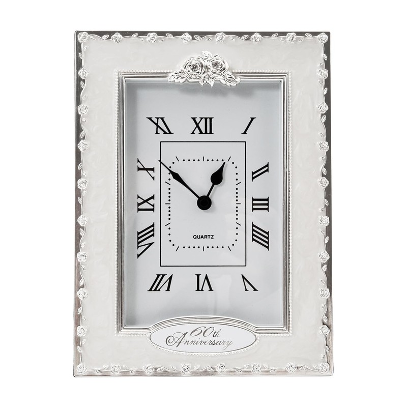 Happy Homewares Traditional 60th Anniversary Clock in White Epoxy with