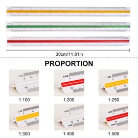 1 PCS Architectural Triangular Scale Ruler Metric Standard 300mm for Architects, Students, Draftsman and Engineers - Red