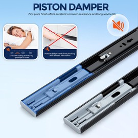 1 Pair Soft Close Heavy Duty Metal Ball Bearing Full Extension Dresser Drawer Slides - 20 Inches, Side Mount, Black