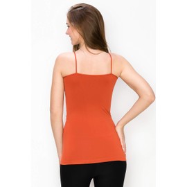 Kurve Women’s Camisole Tank Top - Basic Seamless Stretch Spaghetti Strap V-Neck Cami, UV Protective Fabric UPF 50+ (Made in USA), Auburn, Medium/Large