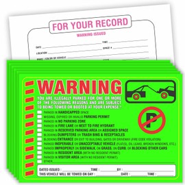 Parking Violation Stickers Notice (Pack of 50) Tow Warning You are Illegally Parked Multi Reasons - Large Size 6" X 9" - Green
