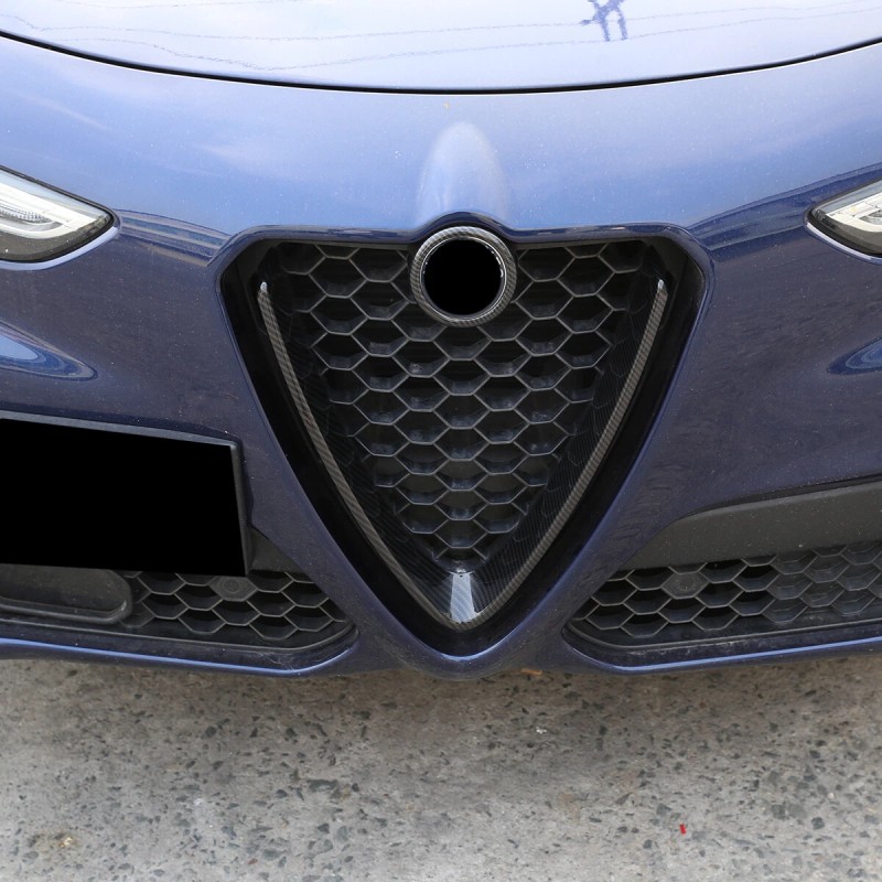 carpart2021 Carbon Fiber ABS Front V Shape Grille Trim Fit