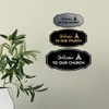 Victorian Welcome to Our Church Sign (Brushed Gold) - Large