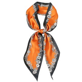 Hioyiwse Head Scarf Hair Neck Scarves For Women Purse Bag Scarfs For Handbags Silky Long Thin Satin Headscarf Fashion, B34-little Orange Green Flowers（59*5.9inch）, 59
