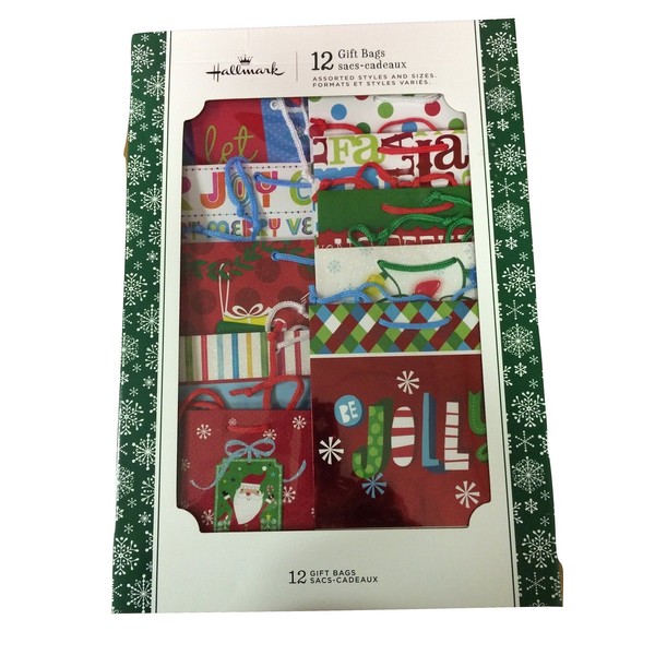 Hallmark 12-Piece Expressions Gift Bag Assortment Snowman/Santa