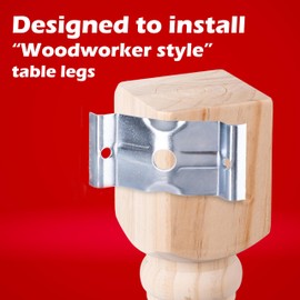 Waddell Furniture Leg Mounting Bracket (4 Count, Corner) | 18G Steel Table Leg Attachment Hardware with Lag Bolt | Compatible with Woodworker Style Furniture Legs and Skirting | DIY Home Improvement