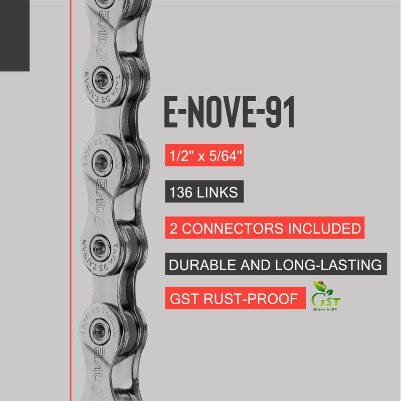 TAYA e-NOVE-91 9 Speed Bike Chain, 136 Links, GST Rust-Proof,