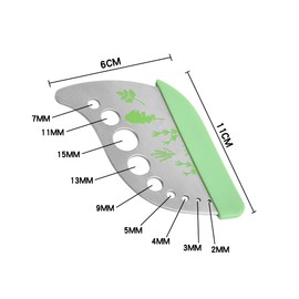 Lotsdonxia 9-Hole Stainless Steel Herb Stripper Efficient Leaf Cutter with Protective Cover Kitchen Tool for Basil Rosemary Thyme Chard Kale Mint (Green)