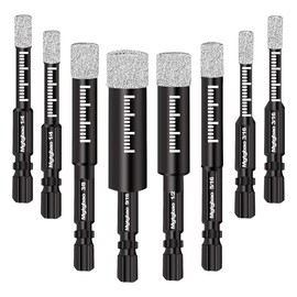 Mgtgbao 8PCS Black Dry Diamond Drill Bits Set, Core Drill bit for Granite Marble Tile Ceramic Stone Glass Diamond Hole Saw Kit with 3/16,1/4, 5/16, 3/8, 1/2, 9/16