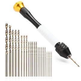 Korwuira Pin Vise Hand Drill Manual with 22pcs Micro Drill Bits Set（0.6mm-2.5mm）Professional Rotary Craft Mini Drills for Jewelry Making Supplies Resin Wood Plastic Miniature