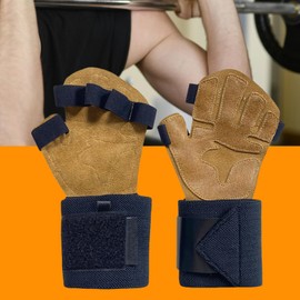 Weight Training Gloves - PU Leather Fingerless Lifting Gloves,Breathable Palm Protection Grip Workout Accessories for Gym