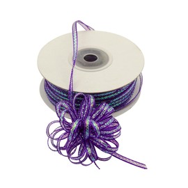 Lassos Boutique 1/8" X 50 Yards Iridescent Pull String Bows Christmas Gift Ribbon (Purple)