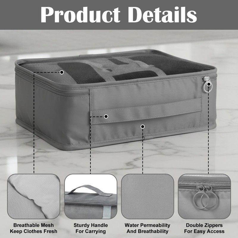 12 Pcs Packing Cubes for Suitcase, 3-Sizes Luggage Packing Organizers