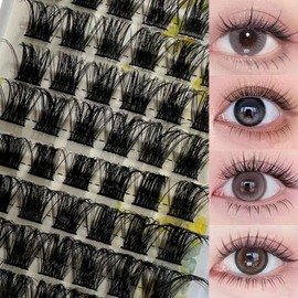Cluster Lashes DIY Eyelash Extension D Curl Long Individual Lashes Wispy Eyelash Clusters Mixed Lash Clusters Extensions 0.07 0.10 Black (40D-0.07D-9-16mm)