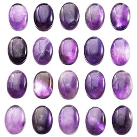 mookaitedecor Pack of 10 Oval Stone Cabochon Flat Back Gemstone Oval Beads Quartz Pocket Crystal Semi-Precious Stone for Crafts Jewellery Making 13 x 18 mm