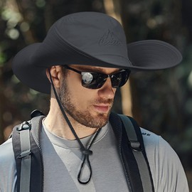 Cooltto Wide Brim Sun Hats with Waterproof Breathable for Fishing, Hiking, Camping，for Men Women Kids Dark Grey