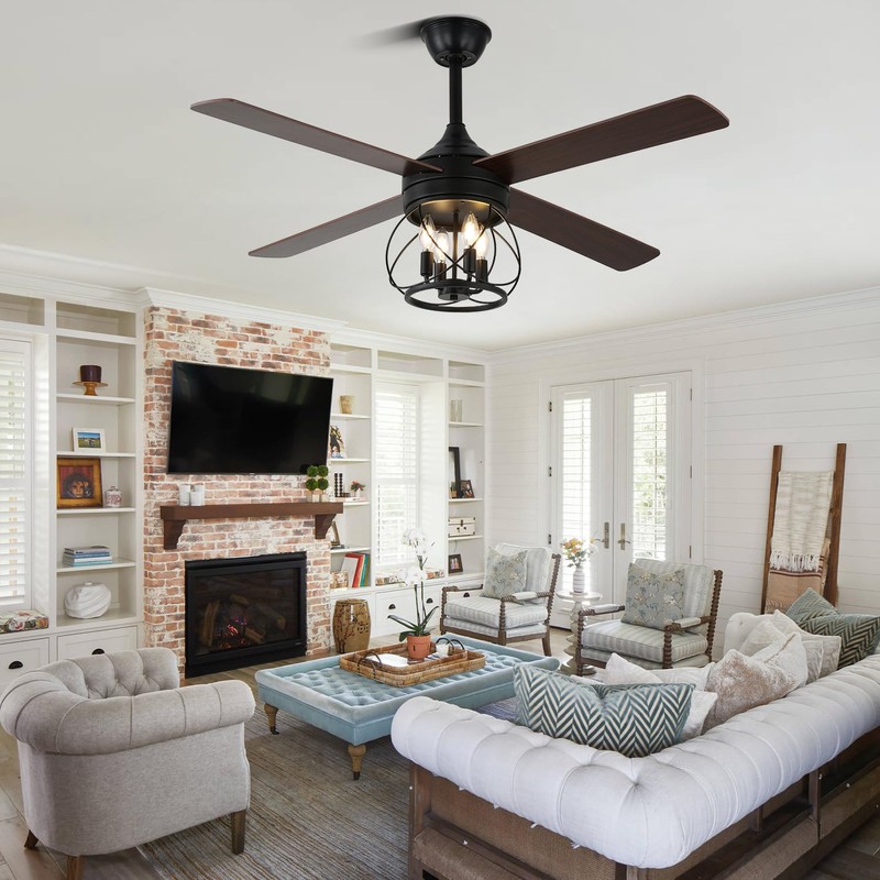 Curve Curio 52 Inch Farmhouse Ceiling Fan with Light and