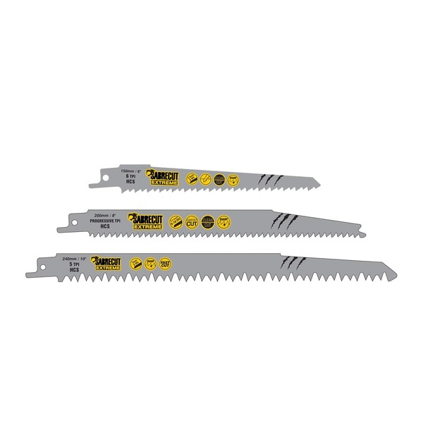 3 x SabreCut SCRSKW3 Mixed S644D S1531L S2345X Fast Wood Cutting Reciprocating Sabre Saw Blades Compatible with Bosch Dewalt Makita and many others
