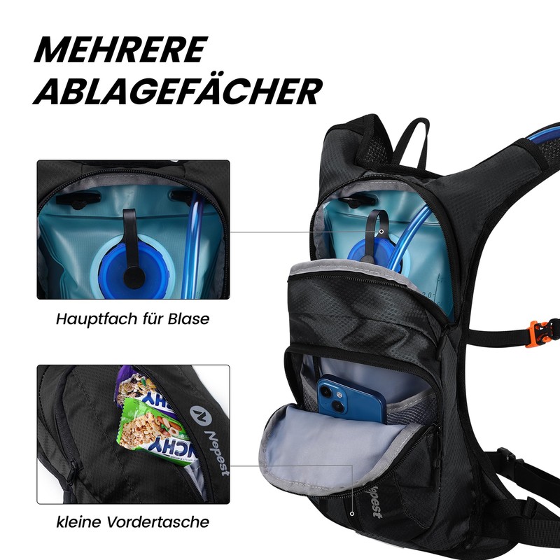 Nepest Hydration Backpack 8L - Bicycle Backpack & Ski Backpack