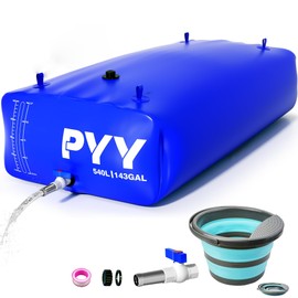 PYY PYY Portable 143 Gallon Water Bladder for Truck Bed,Carrier Cart, Large Water Bob Bathtub Emergency Water Bladder for Outdoor RV & Car Camping,Water Storage Bladder with Spigot,Overflow Kit-Blue 540L
