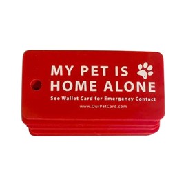 Thereisno Dog Cat are Home Alone Alert Emergency Card & Key with Emergency Contact Call Cards Pet Emergency Contact Keychain