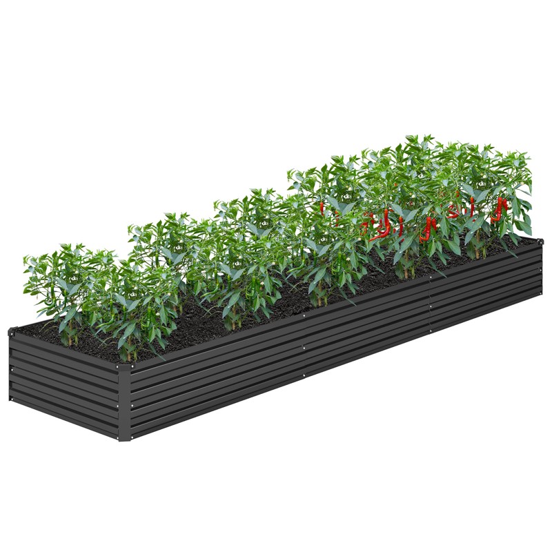 DIIYIV 2PCS 12x2x1FT Galvanized Raised Garden Bed Kit,Vegetable Boxes-Rectangle Metal