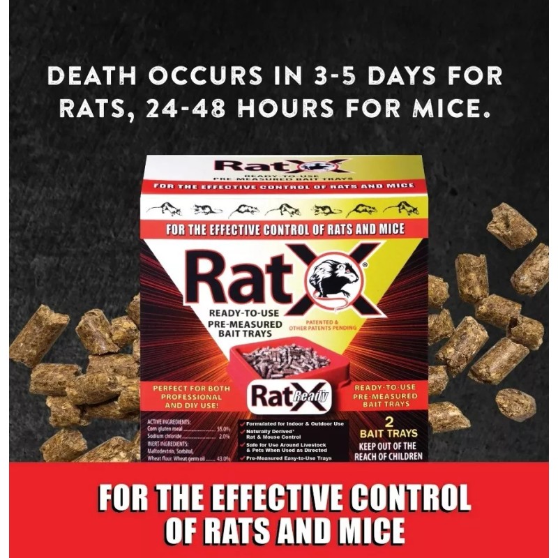 RatX 2 Pk Ready-to-Use Rat Bait Trays. Effective on All