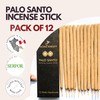 Palo Santo Incense Sticks - 12 Pack Hand Rolled, Natural