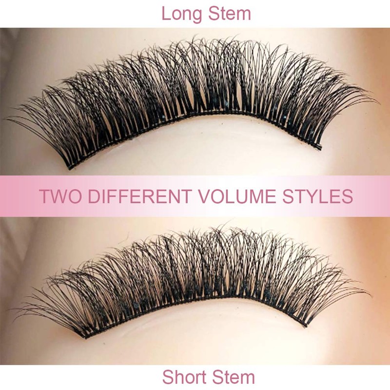 Fan Eyelash Extensions, 3D-C-0.07-10, Short, Ready-Made Volume Eyelashes, 0.07 C