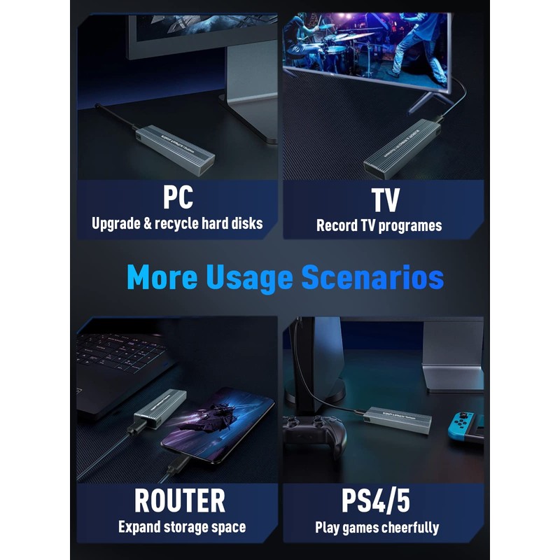 VCOM M.2 SSD External Case, NVME/SATA Compatible, 10Gbps, 6Gbps, SATA