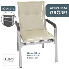 Lileno Home Garden Chair Cushions Set of 1 – Low-Back in Beige – Comfortable Cushions as Seat Cushions for Garden Furniture – Chair Cushions for Garden Chairs and Folding Chairs