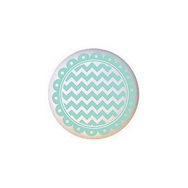 Light Blue - Scalloped Zig-zagged Circles Stripes - DECORATIVE Glossy CERAMIC Cupboard Cabinet PULLS Dresser Drawer KNOBS