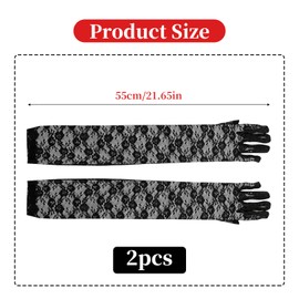 WLVinson 1 Pair of Lace Gloves, Black, Black Gloves, Costume, Long Gloves, Women's Elbow Length, Mesh Gloves, Lace Gloves, 1920s Dresses, Women's for Tea Parties, Opera Parties, Weddings, Lace gloves,