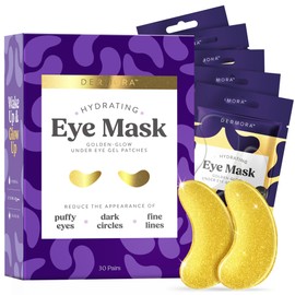 DERMORA Golden Glow Under Eye Patches (30 Pairs Eye Gels) - Rejuvenating Treatment for Dark Circles, Puffy Eyes, Refreshing, Revitalizing, Travel, Wrinkles