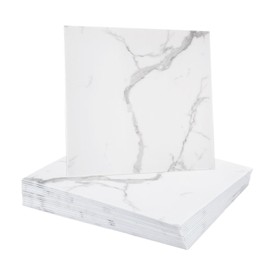 sourcing map 15pcs Peel and Stick Marble Tiles, Waterproof Wall Panel Backsplash, 12"x12" PVC Peel and Stick Shower Tiles for Bathroom, Kitchen, Living, White with Grey Veins Design