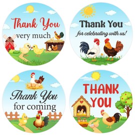 Diartpaint 80pcs Farm Animal Chicken Thank You Stickers Chicken Hens Stickers Funny Chicken Supply for Chicken Birthday Baby Shower Bachelorette Party Waterproof Thank You Labels