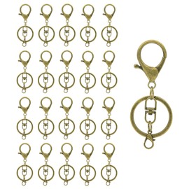 20sets Lobster Claw Clasps Hook with Flat Split Keychain Ring with Swivel Trigger Clip with Little Lobster Clasp for DIY Craft Jewelry Making Bronze