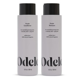 Odele Sulfate-Free Purple Shampoo & Conditioner Set for Neutralizing Brassy Tones in Blonde, Silver + Gray Hair, 13 Fl Oz Each (2-Pack)