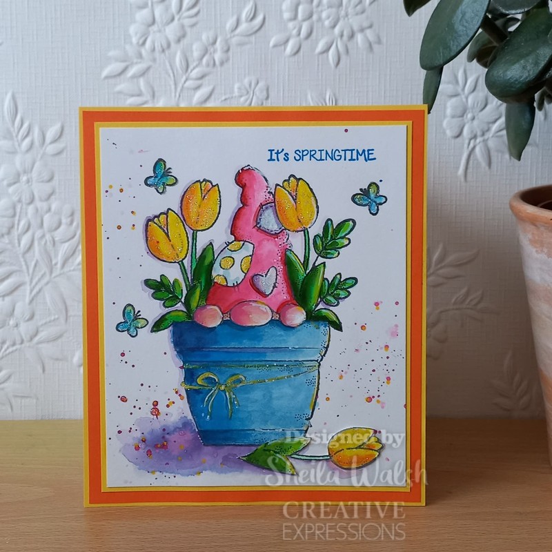 Woodware Francoise Collection-Flower Pot Gnome-Clear Stamp, A6