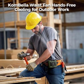 KOMBELLA Portable Waist Fan Clip on Belt, 2025 Upgraded Shirt Fan with 10000mAh Battery & 5 Speeds, 35H Hands-Free Cool Clip for Jobsite, Camping, Travel(Black)