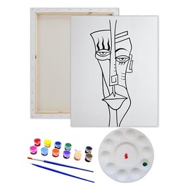 Essenburg Pre Drawn Canvas PICASSO 2 Paint Kit | Adult & Teen Sip and Paint Party Favor | DIY Date Night Couple Activity (S 8X10 & 12 COLORS OF PAINT)