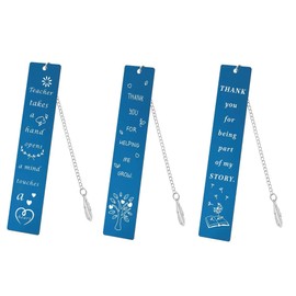 Metal Bookmarks Teacher Appreciation Bookmark Thank You Book Page Marker for Teachers Instructors Birthday Graduation Presents from Student, Blue