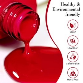 CANNI 9ml Red Gel Nail Polish, High Gloss UV LED Soak Off Gel