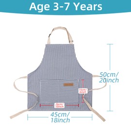 Kids Apron with Pocket,Adjustable Children's Waterproof Cooking Apron,kids Kitchen Bib Aprons for Cooking Baking Painting (Blue)