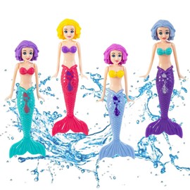 CHENYUOUYANG 4 Pcs Mermaid Toys swimming Pool Toys, Mermaids Colourful Underwater Retrieval Fun Training Toy Pool Diving Toy, Children's Party Diving Games for Girls Boys Birthday Gifts