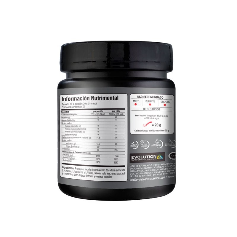 Aminoácidos de cadena ramificada Evolution Nutraceutical Bote de 500g